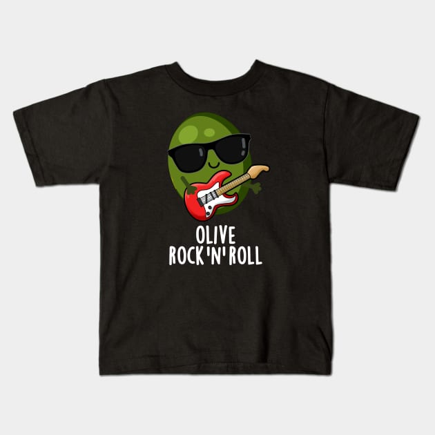 Olive Rock And Roll Cute Rocker Olive Pun Kids T-Shirt by punnybone